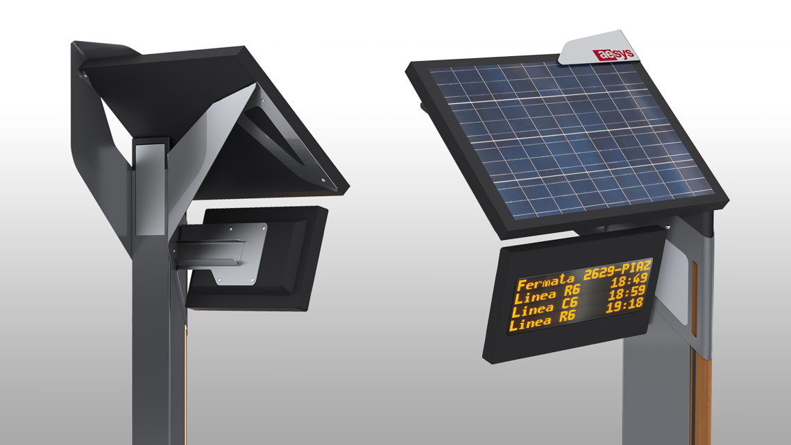 AMV Design, LED signs and LCD-TFT monitors for passenger informations, solar energy, LED info display