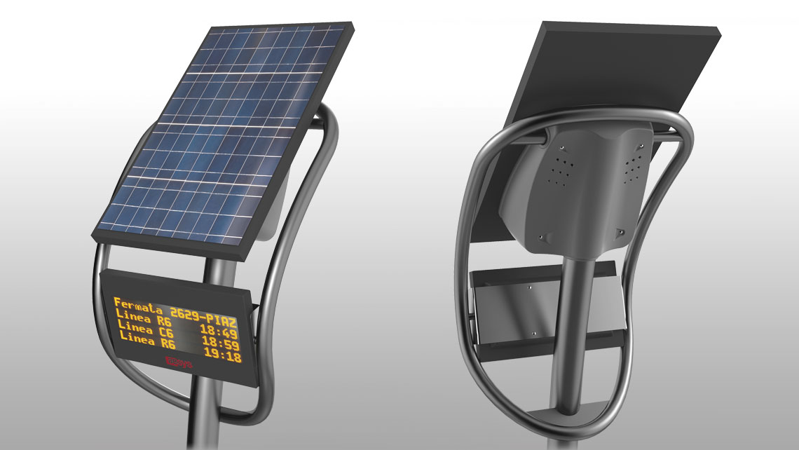 AMV Design, LED signs and LCD-TFT monitors for passenger informations, solar energy, LED info display