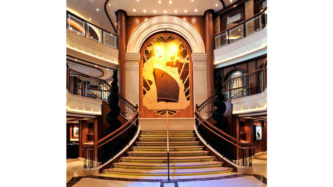 AMV Design - Cunard Queen Elisabeth atrium cruise ship interior design