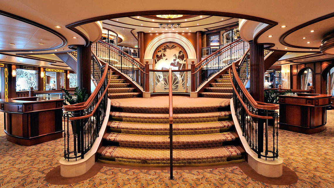 AMV Design - Cunard Queen Elisabeth atrium cruise ship interior design