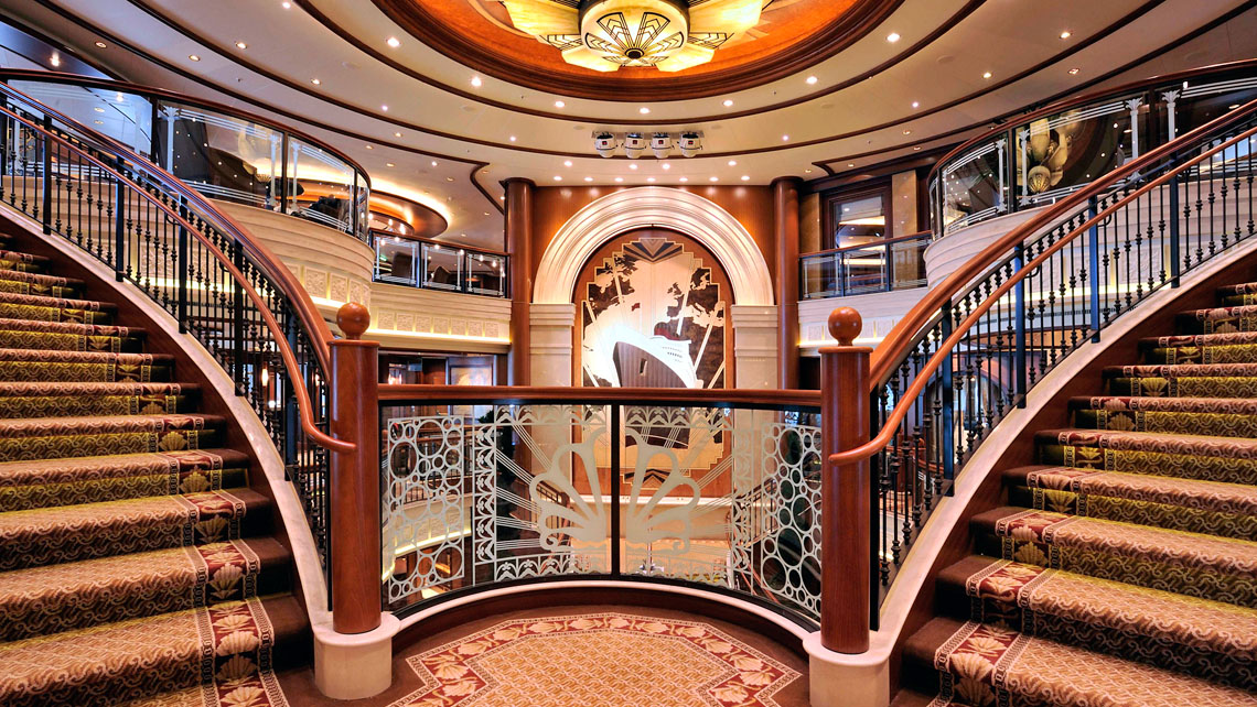 AMV Design - Cunard Queen Elisabeth atrium cruise ship interior design