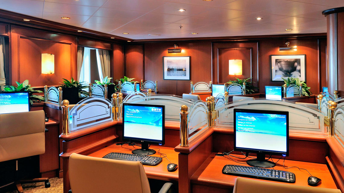 AMV Design - Cunard Queen Elisabeth internet point cruise ship interior design