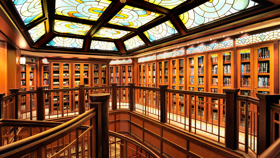 AMV Design - Cunard Queen Elisabeth library cruise ship interior design