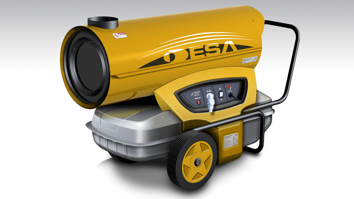 AMV Design, Master, Desa,termoventilatore, riscaldatore con ventilazione, Riscaldatore a gasolio a riscaldamento indiretto carrelato bv 160
