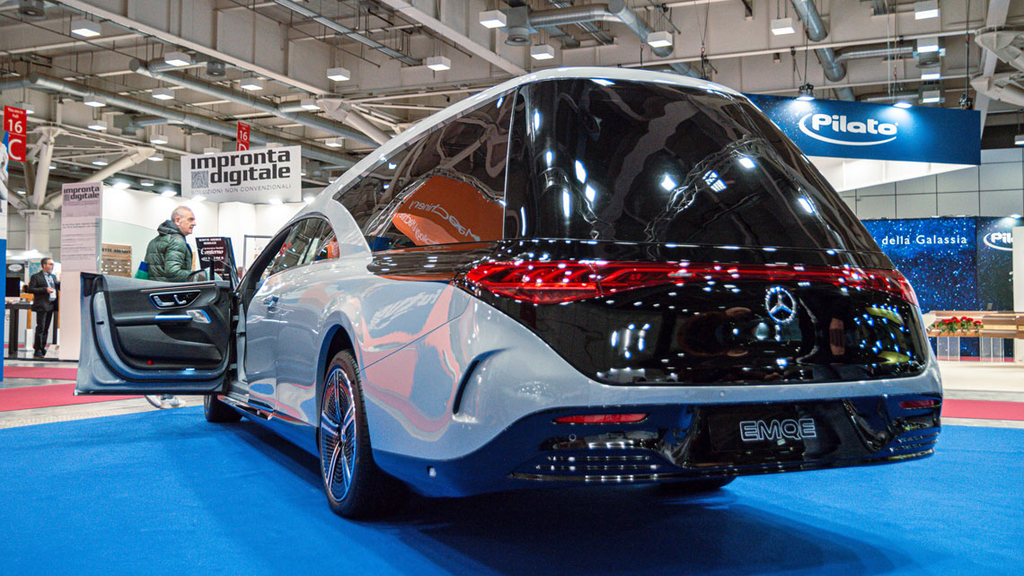 AMV Design Ellena EMQE, Mercedes EQE, Ellena Hearse, funeral car, funeral vehicles, tanexpo 2024, car-transformation, car transformation