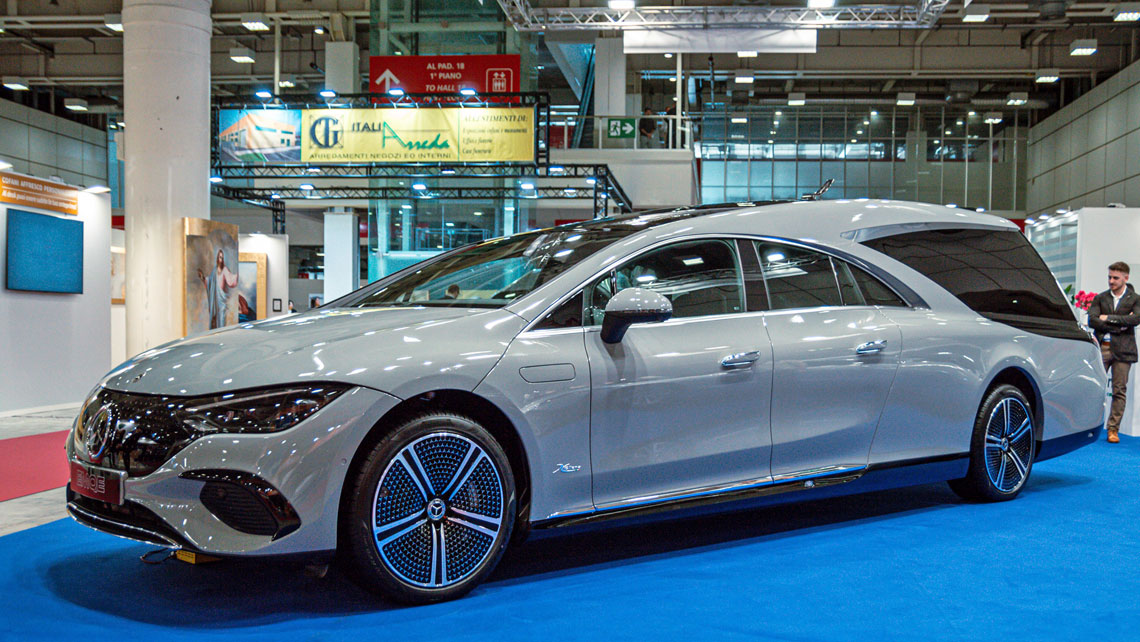 AMV Design Ellena EMQE, Mercedes EQE, Ellena Hearse, funeral car, funeral vehicles, tanexpo 2024, car-transformation, car transformation