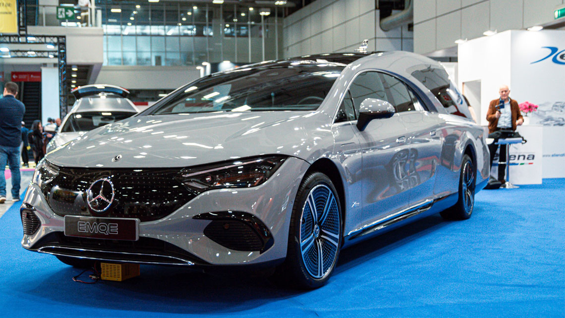 AMV Design Ellena EMQE, Mercedes EQE, Ellena Hearse, funeral car, funeral vehicles, tanexpo 2024, car-transformation, car transformation