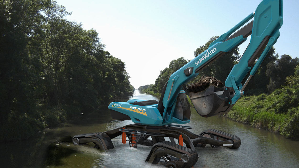 AMV Design SUNWARD Amphibious excavator Scavatrice anfibia