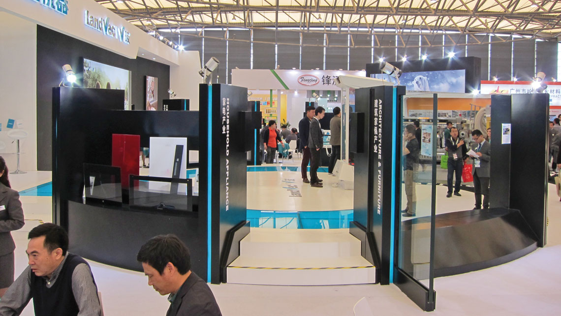 AMV Design allestimento stand espositivo Landglass Chinaglass 2016